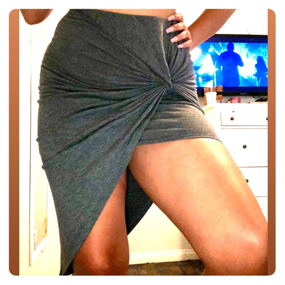 High Low Ruched Grey Skirt - Size S